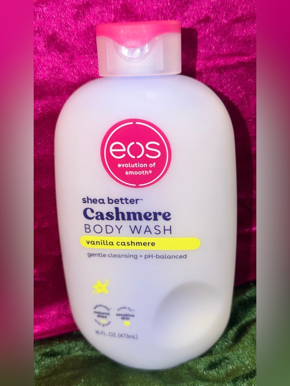 eos Cashmere Vanilla Body Wash - White with Pink Logo
